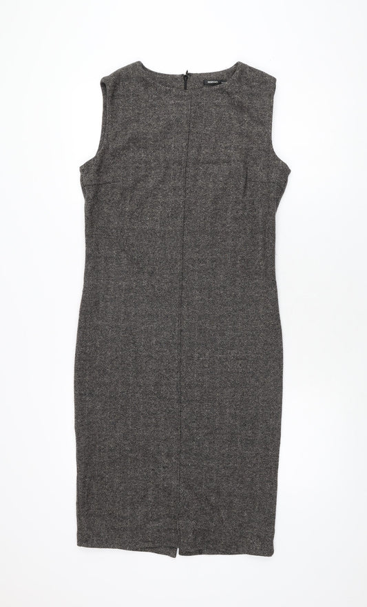 Mango Womens Grey Polyester Bodycon Size M Round Neck Zip