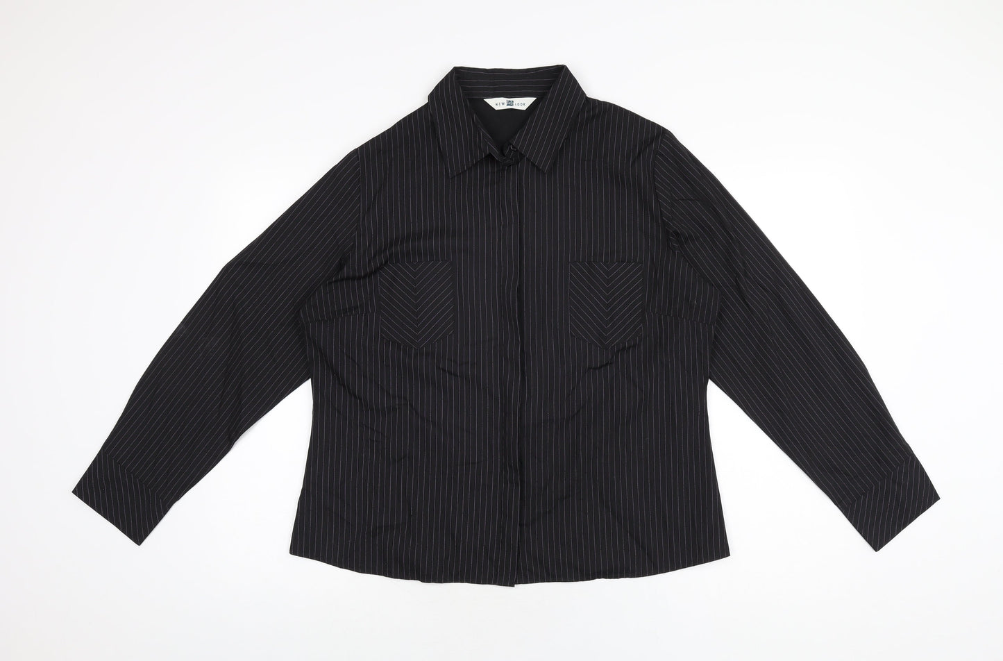 Womens UK Size 18 New Look Black Basic Button-Up