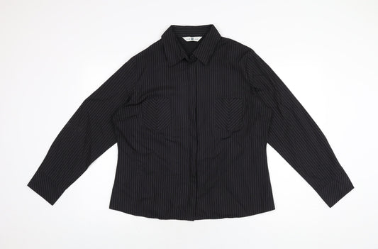 Womens UK Size 18 New Look Black Basic Button-Up