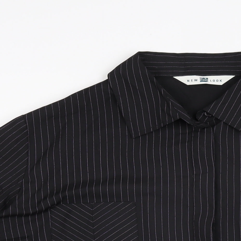 Womens UK Size 18 New Look Black Basic Button-Up