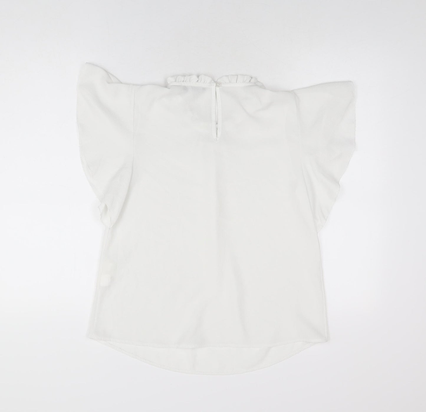 Boohoo Womens White Polyester Basic T-Shirt Size 8 Round Neck