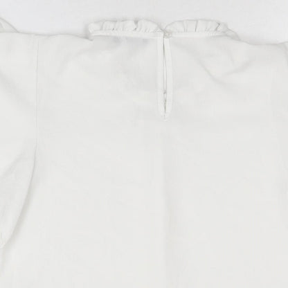 Boohoo Womens White Polyester Basic T-Shirt Size 8 Round Neck