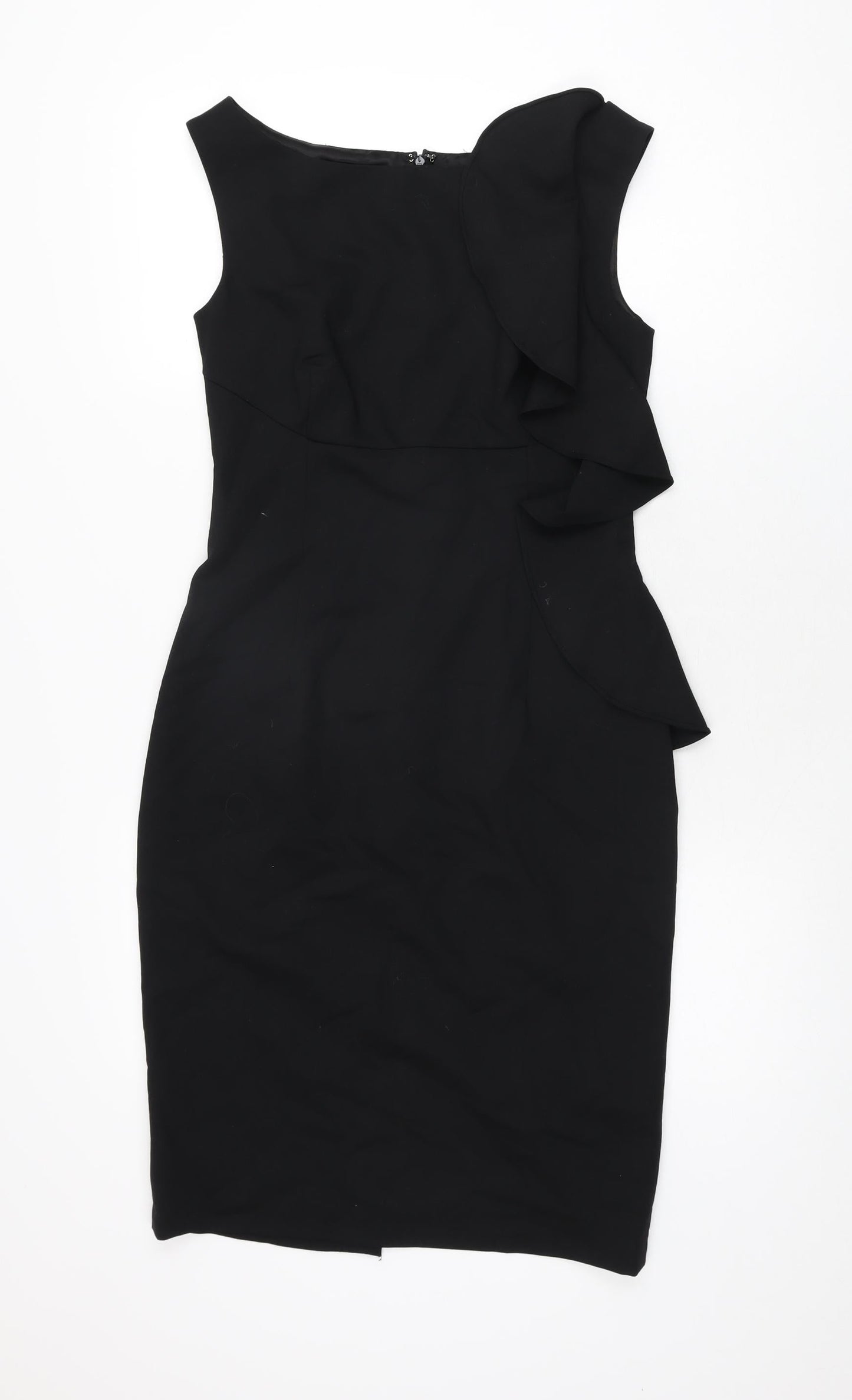 Coast Womens Black Wool Bodycon Size 8 Boat Neck Zip