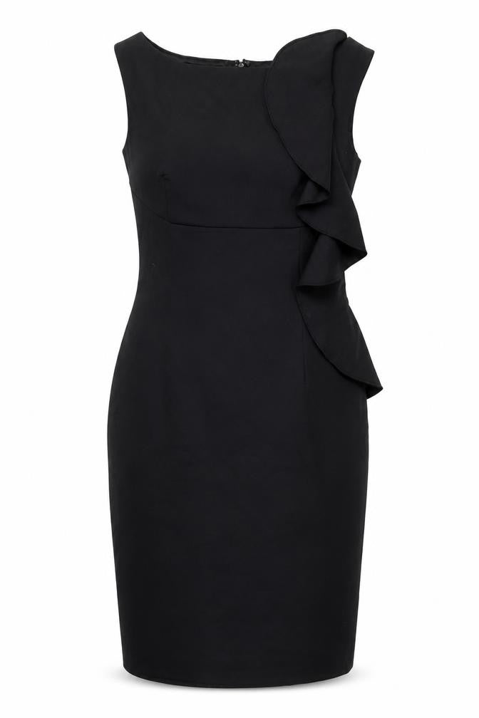 Coast Womens Black Wool Bodycon Size 8 Boat Neck Zip