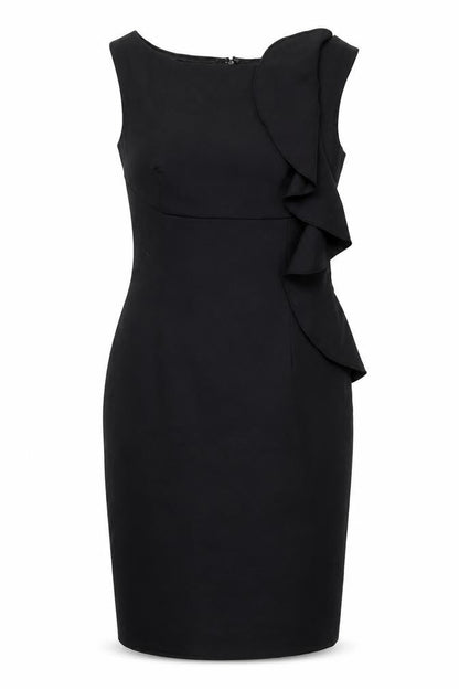 Coast Womens Black Wool Bodycon Size 8 Boat Neck Zip