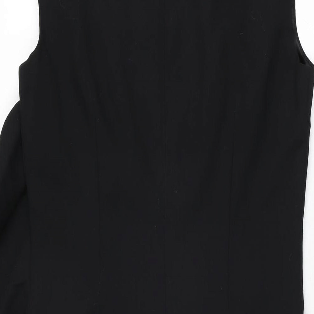 Coast Womens Black Wool Bodycon Size 8 Boat Neck Zip