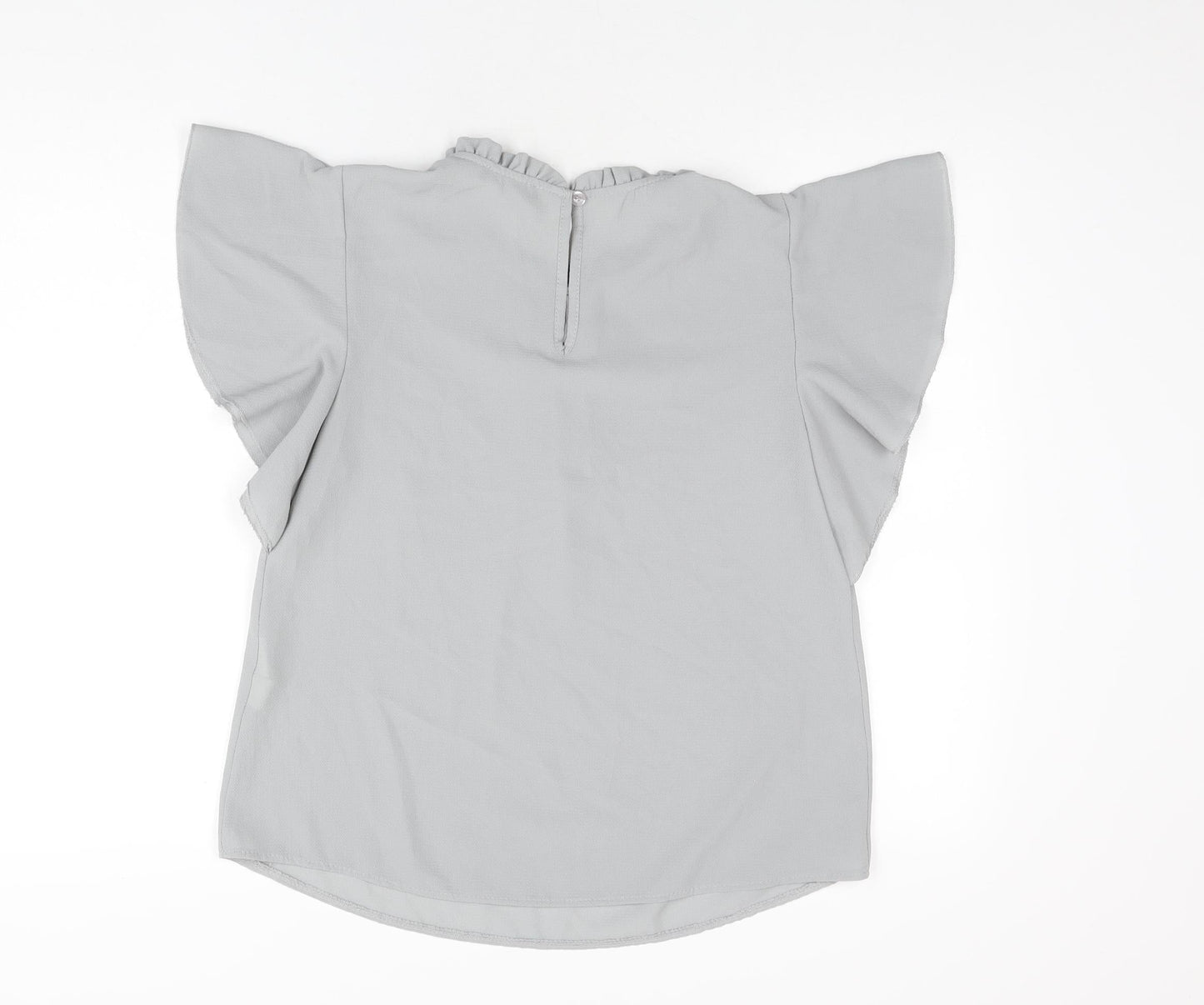 Boohoo Womens Grey Polyester Basic Blouse Size 8 Round Neck