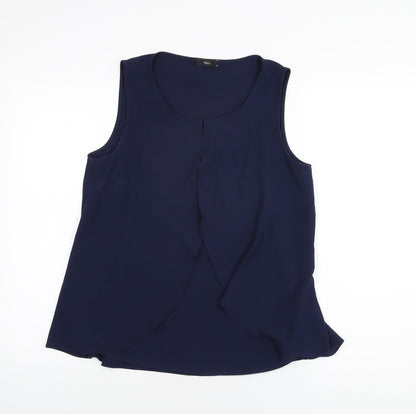 Womens UK Size 10 M&Co Blue Basic T-Shirt