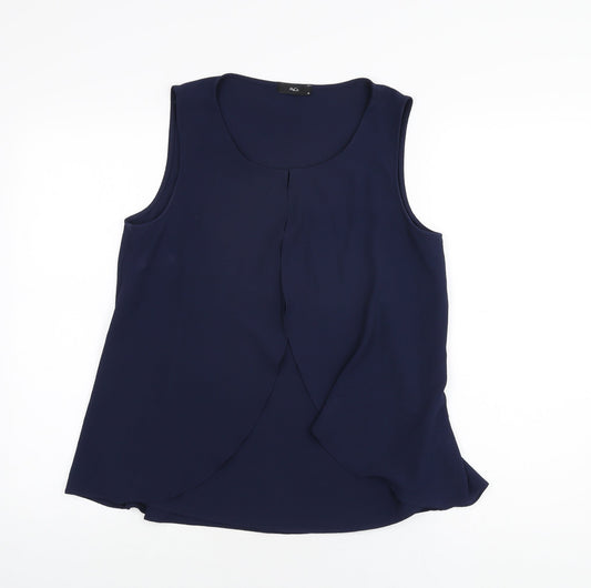 Womens UK Size 10 M&Co Blue Basic T-Shirt