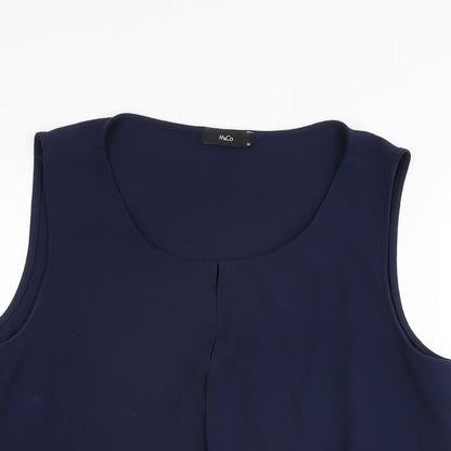 Womens UK Size 10 M&Co Blue Basic T-Shirt