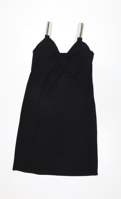 Zara Womens Black Polyester Shift Size S V-Neck Pullover