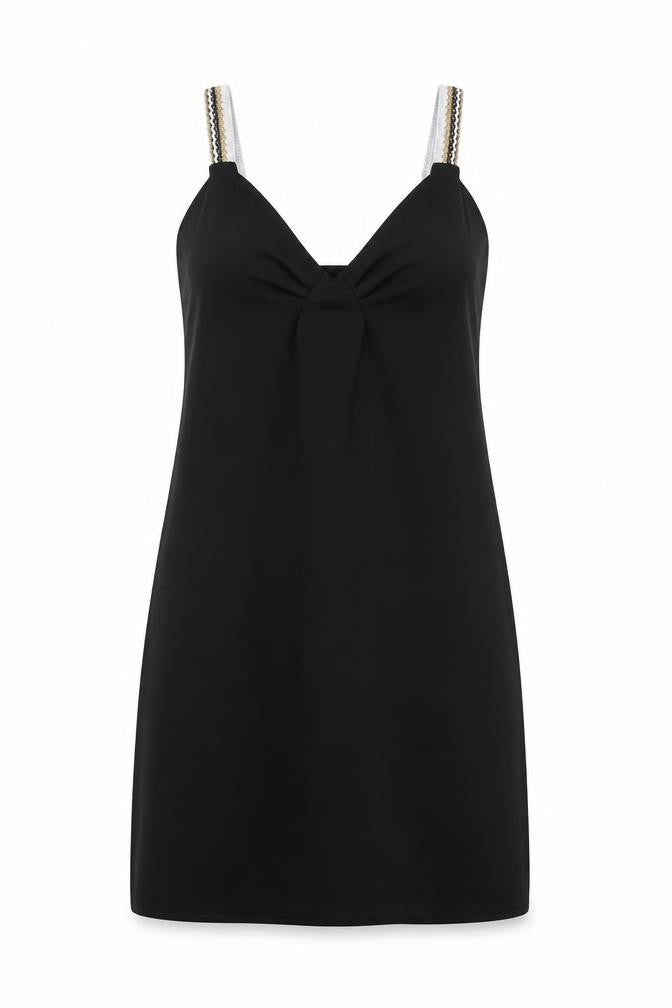 Zara Womens Black Polyester Shift Size S V-Neck Pullover