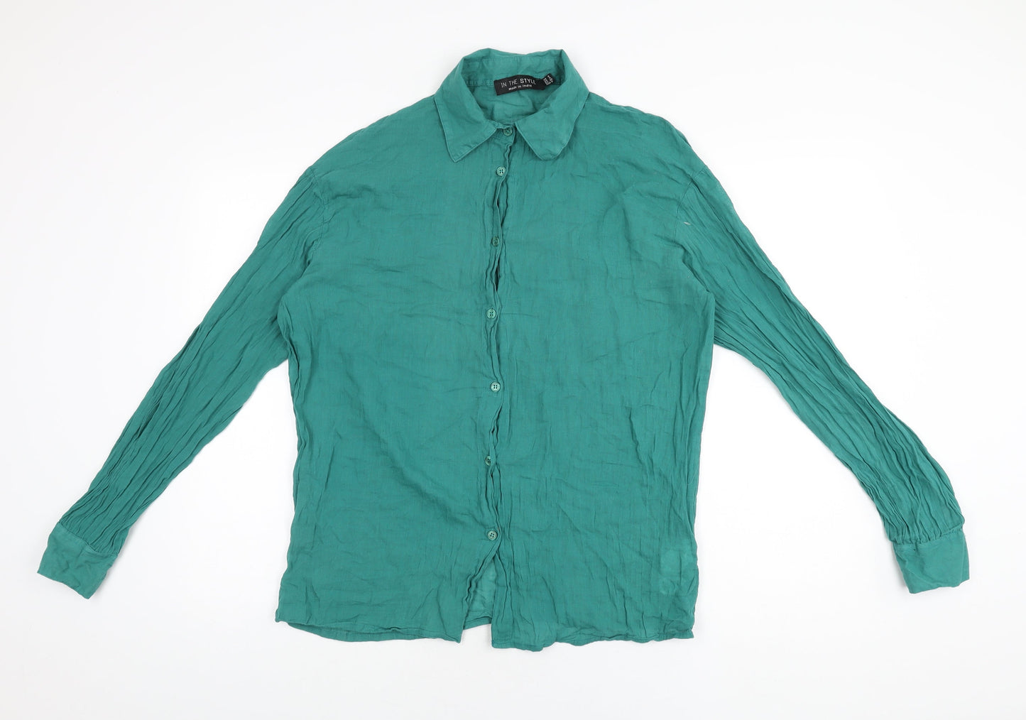 Womens UK Size 8 In the Style Green Basic Button-Up