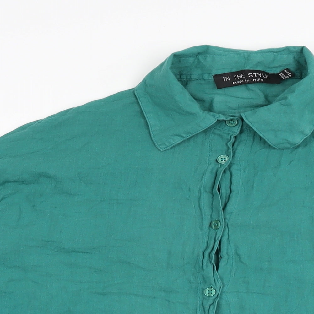 Womens UK Size 8 In the Style Green Basic Button-Up