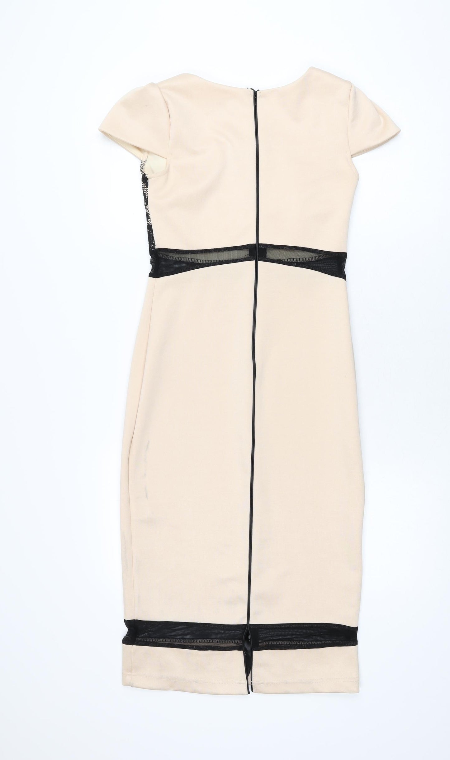 Amy Childs Womens Pink Polyester Bodycon Size 8 Square Neck Zip