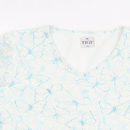 Womens UK Size 10 TIGI White Basic T-Shirt
