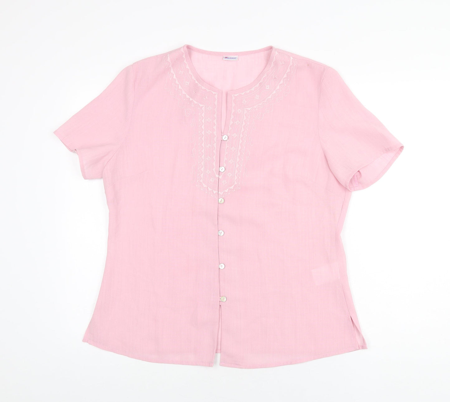 Womens UK Size 14 Damart Pink Basic Button-Up