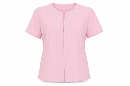 Womens UK Size 14 Damart Pink Basic Button-Up