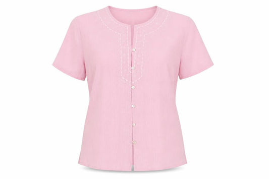Womens UK Size 14 Damart Pink Basic Button-Up