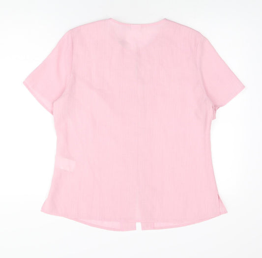 Womens UK Size 14 Damart Pink Basic Button-Up