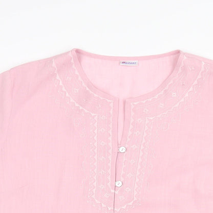 Womens UK Size 14 Damart Pink Basic Button-Up