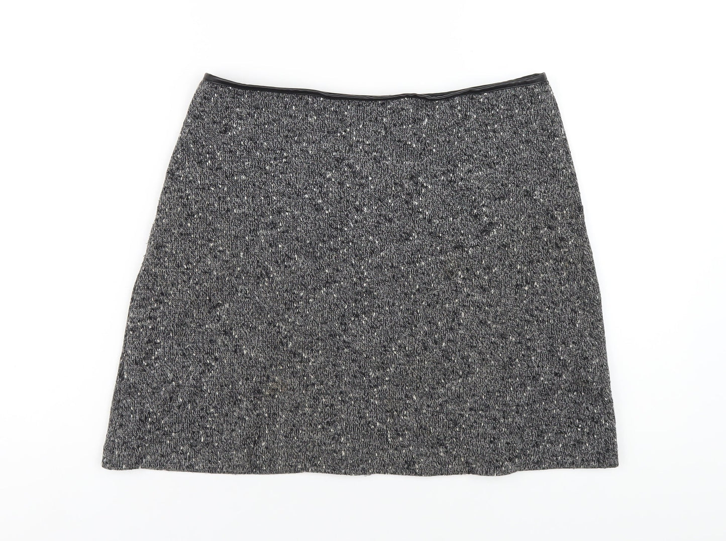 Oasis Womens Grey Polyester A-Line Skirt Size S Zip