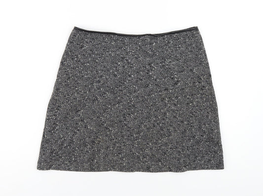 Oasis Womens Grey Polyester A-Line Skirt Size S Zip