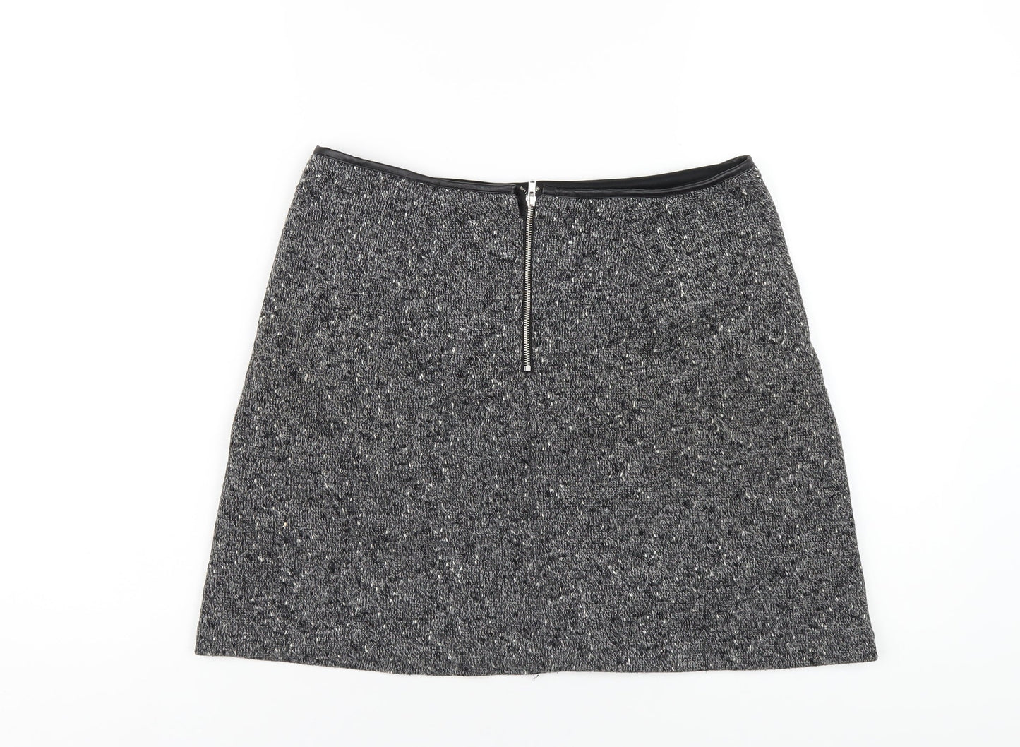 Oasis Womens Grey Polyester A-Line Skirt Size S Zip