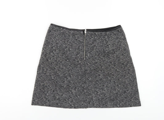 Oasis Womens Grey Polyester A-Line Skirt Size S Zip