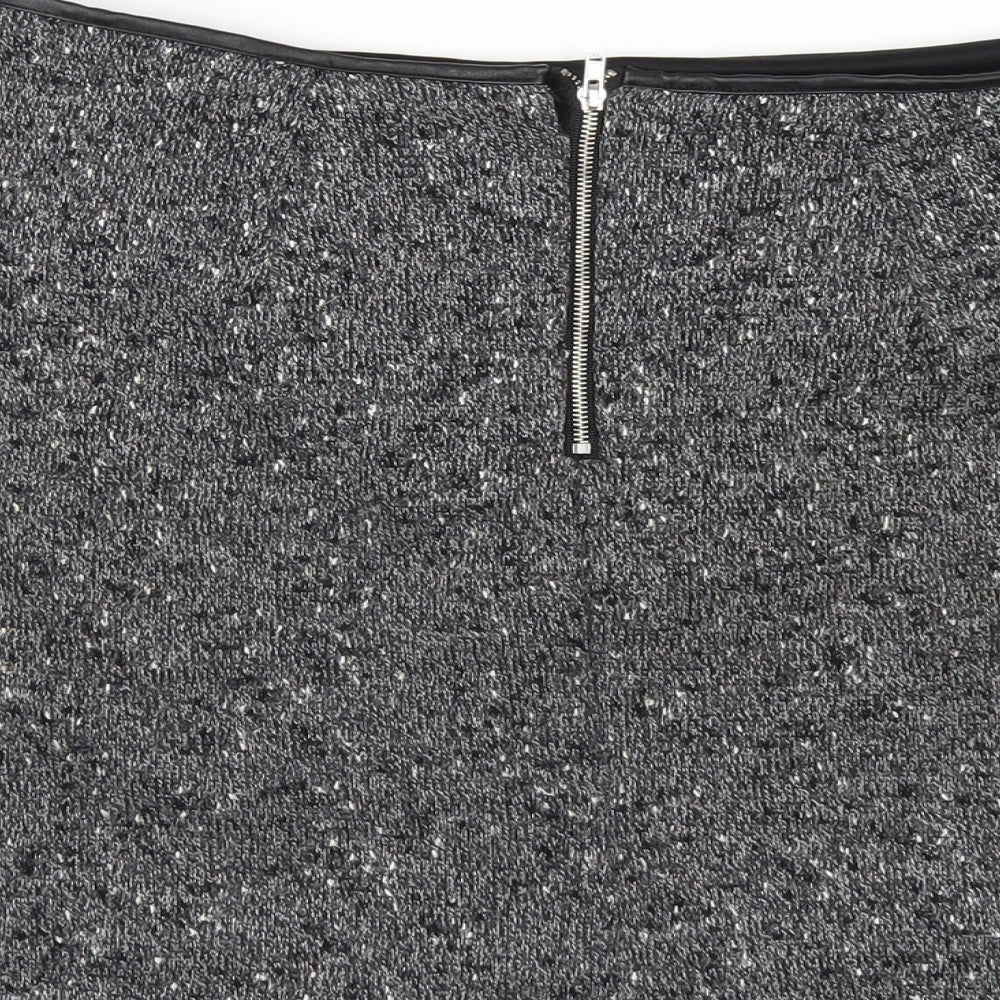 Oasis Womens Grey Polyester A-Line Skirt Size S Zip