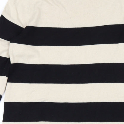 H&M Womens Beige Striped Cotton Jumper Dress Size S Boat Neck Pullover