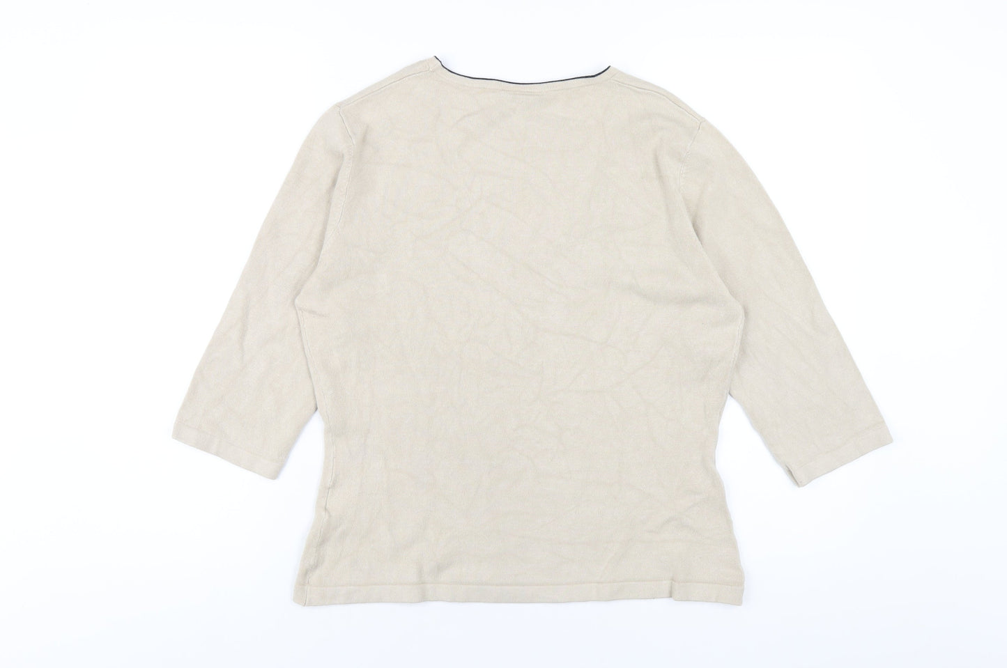 Alex & Co Womens Beige Scoop Neck Viscose Pullover Jumper Size 14