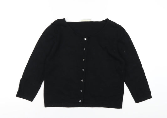 BHS Womens Black Round Neck Cotton Cardigan Jumper Size 10