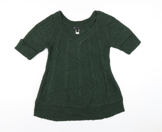 Womens UK Size S Mango Green Pullover Jumper
