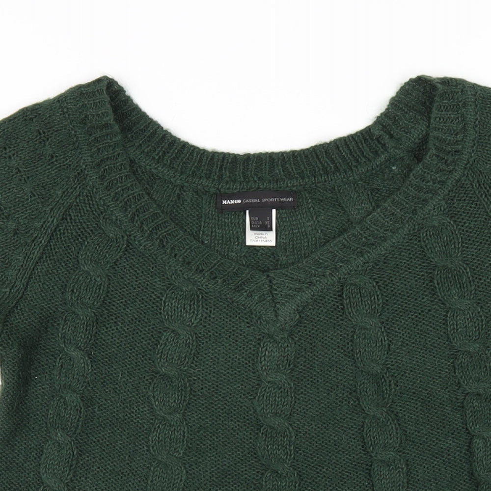 Womens UK Size S Mango Green Pullover Jumper