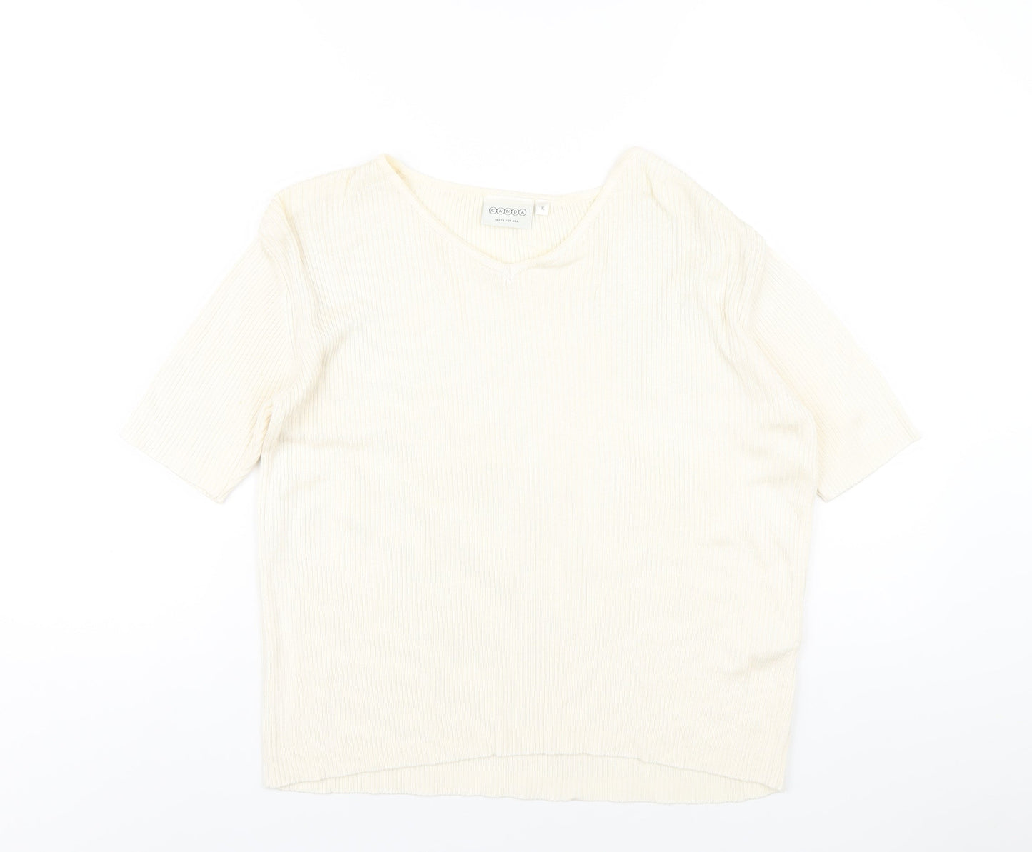 Womens UK Size XL Canda Ivory Basic T-Shirt