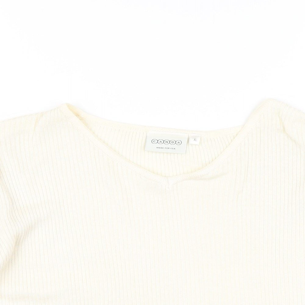 Womens UK Size XL Canda Ivory Basic T-Shirt