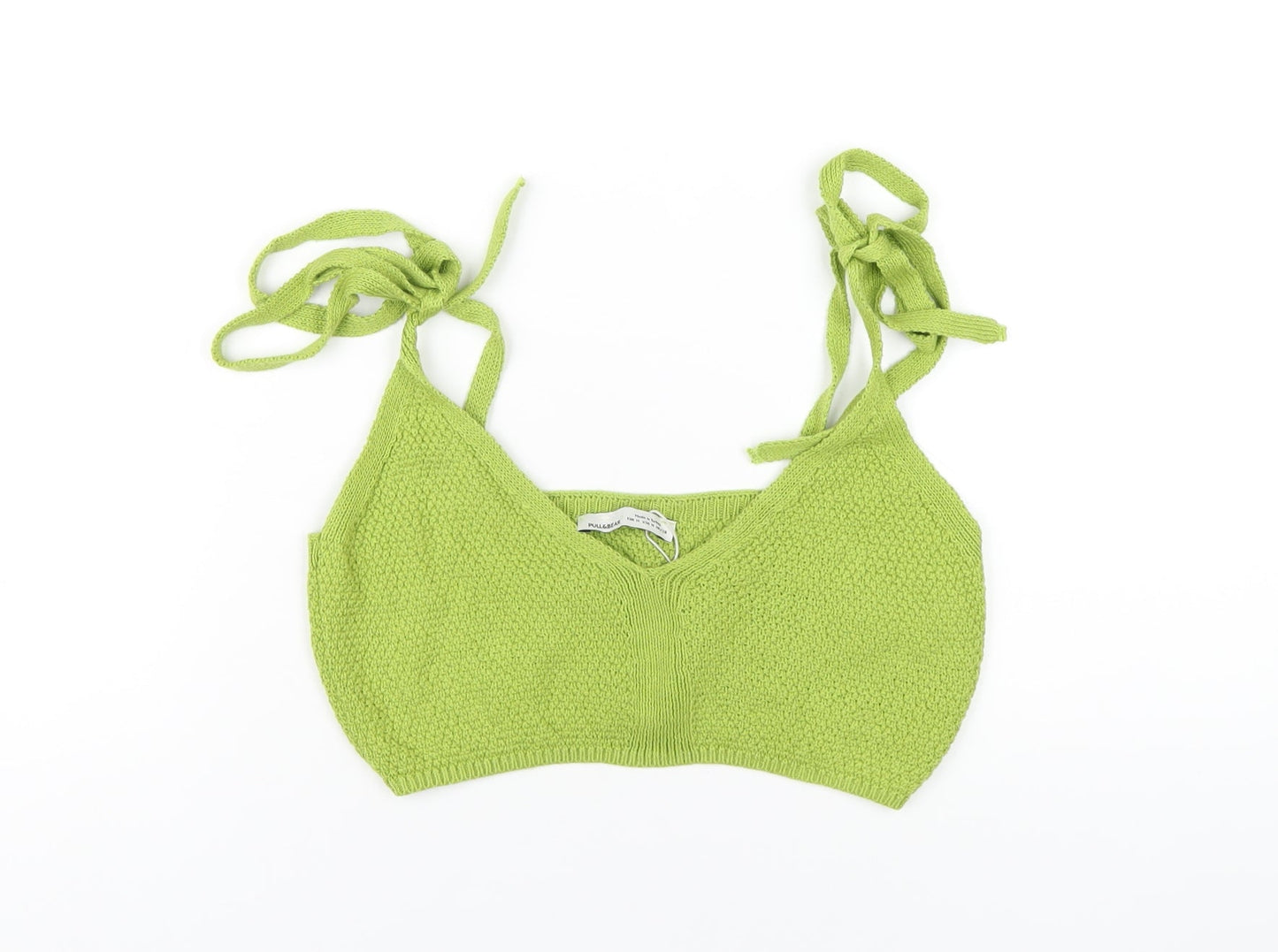 Womens UK Size M Pull&Bear Green Cropped T-Shirt