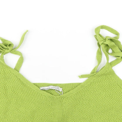 Womens UK Size M Pull&Bear Green Cropped T-Shirt