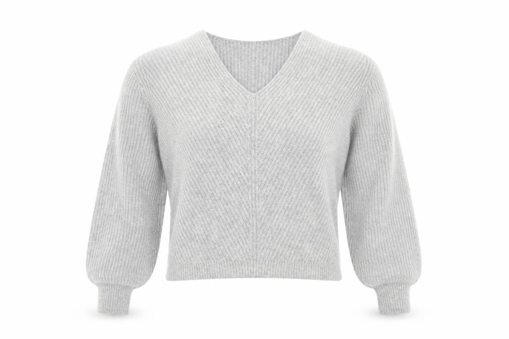 H&M Womens Grey V-Neck Acrylic Pullover Jumper Size XS