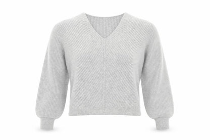 H&M Womens Grey V-Neck Acrylic Pullover Jumper Size XS