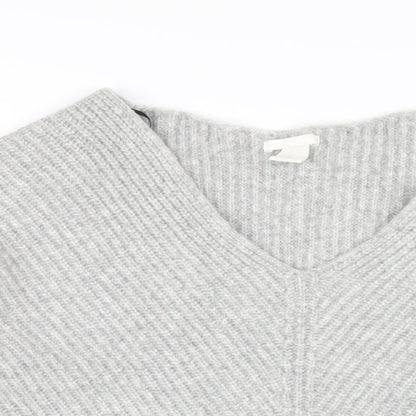 H&M Womens Grey V-Neck Acrylic Pullover Jumper Size XS