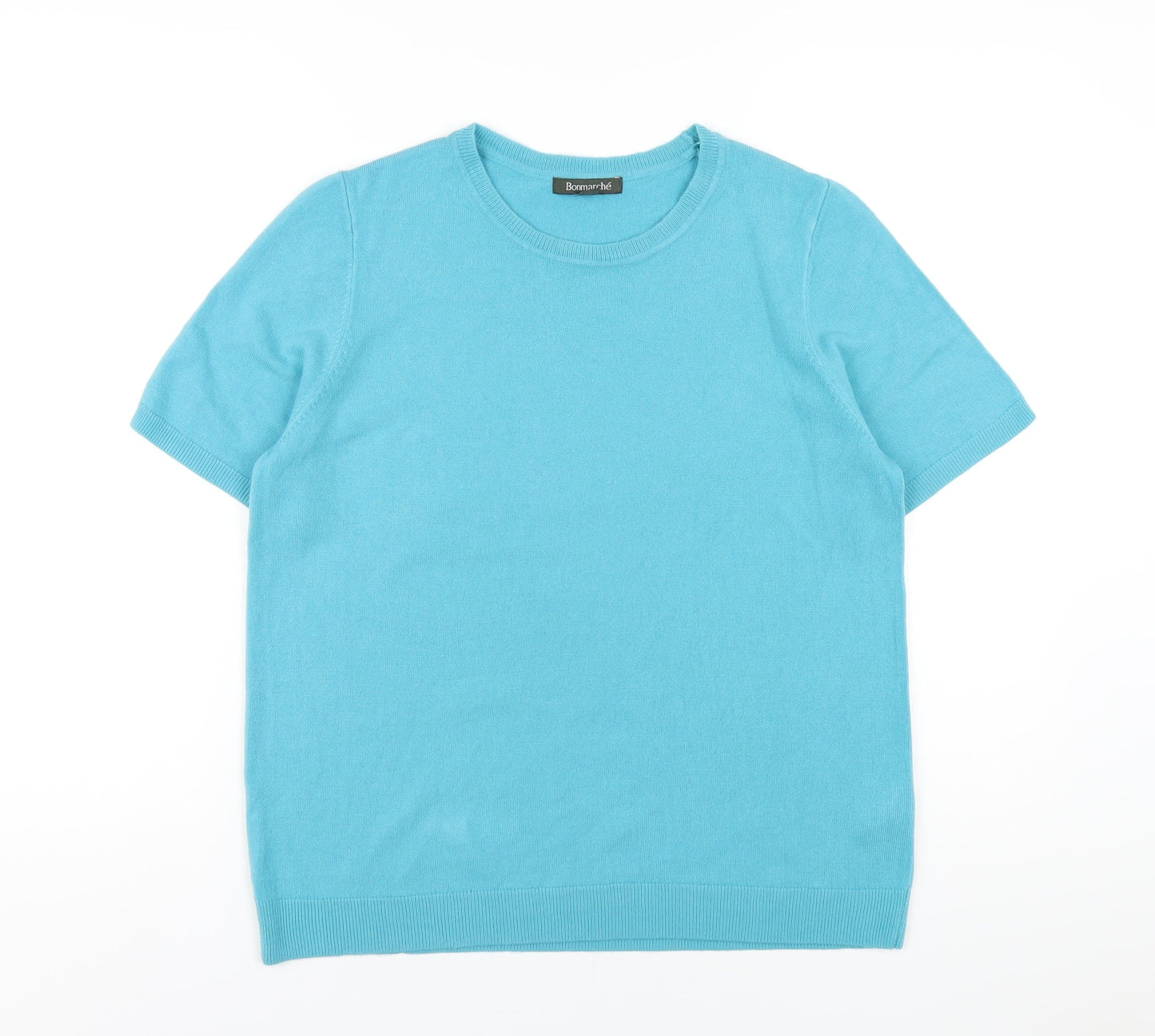 Bonmarché Womens Blue Round Neck Acrylic Pullover Jumper Size 16