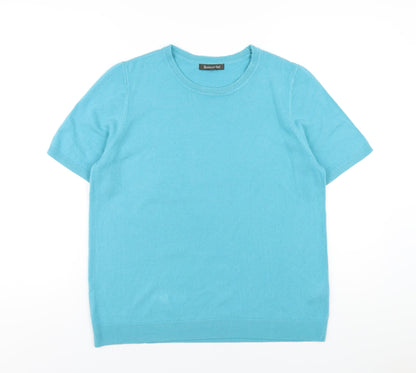 Bonmarché Womens Blue Round Neck Acrylic Pullover Jumper Size 16