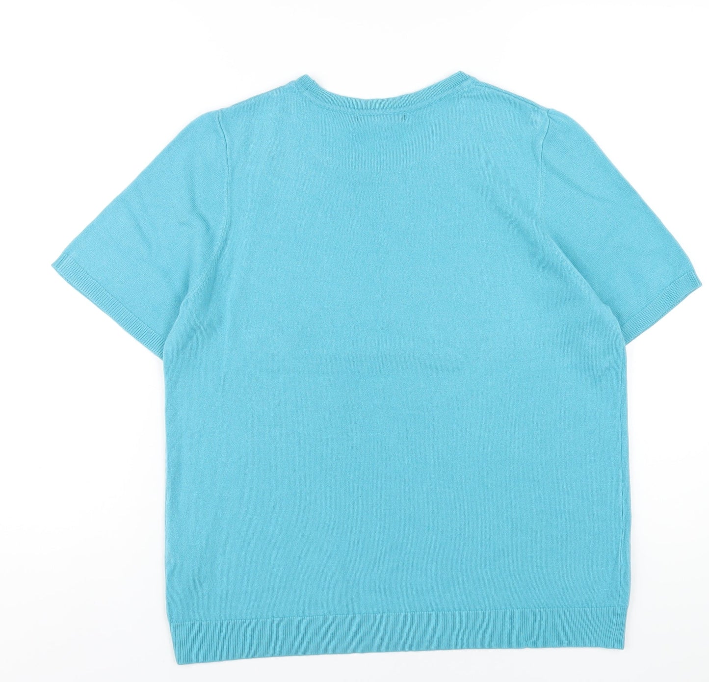 Bonmarché Womens Blue Round Neck Acrylic Pullover Jumper Size 16
