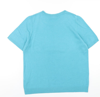 Bonmarché Womens Blue Round Neck Acrylic Pullover Jumper Size 16
