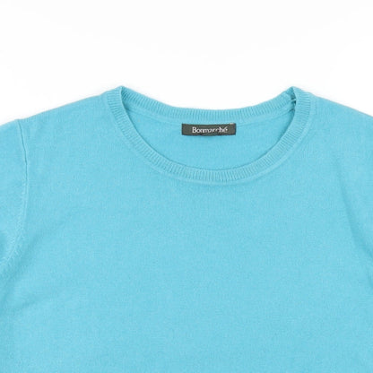 Bonmarché Womens Blue Round Neck Acrylic Pullover Jumper Size 16
