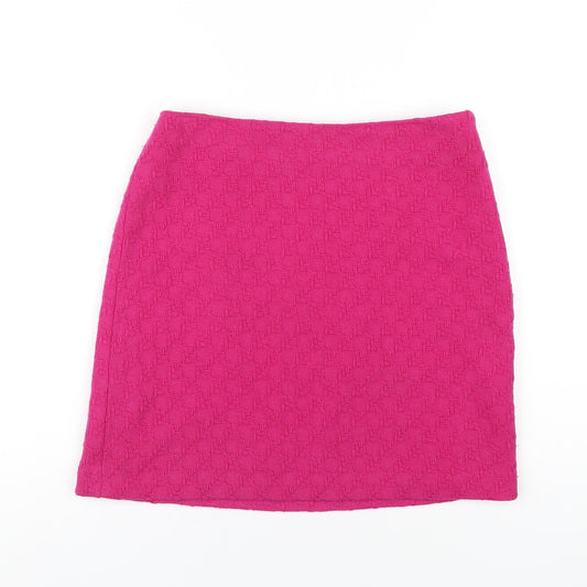 Marks and Spencer Womens Pink Wool A-Line Skirt Size 6 Zip