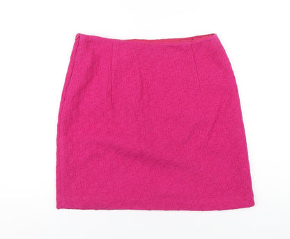 Marks and Spencer Womens Pink Wool A-Line Skirt Size 6 Zip