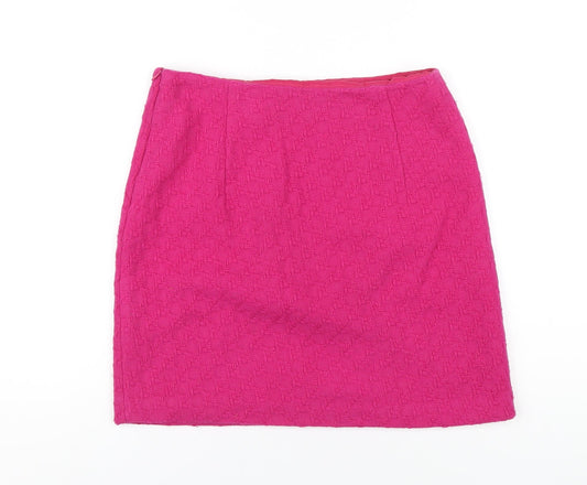 Marks and Spencer Womens Pink Wool A-Line Skirt Size 6 Zip